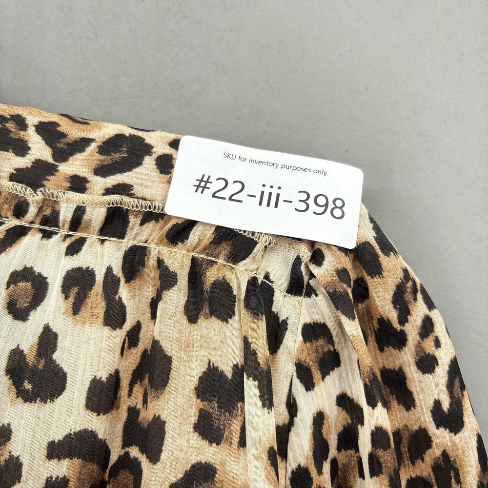 TCEC Dress Small Brown Leopard Long Sleeve Smocked Tiered Ruffle Fit Mini - Picture 11 of 11